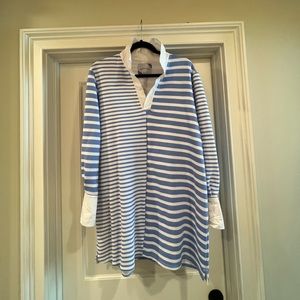 Addison Bay Easy Rugby blue stripped sweatshirt dress, size XL
